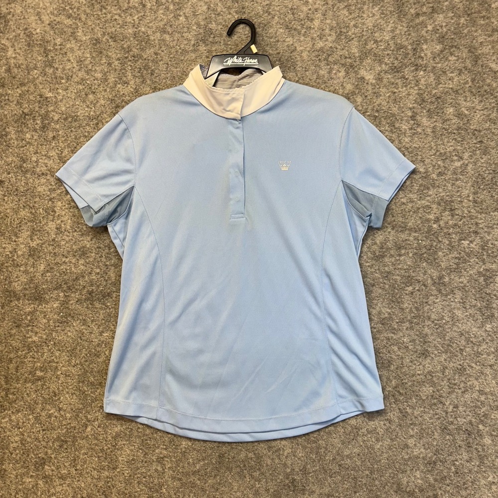 Horze Crescendo Show Shirt Womens 12 Light Blue‎ Mesh Vent Equestrian Top NWT